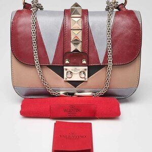 Valentino Multicolor Leather Rockstud Glam Lock Small Flap Bag